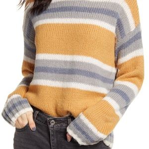 Rip Curl Mustard Grey Cream Striped Sweater